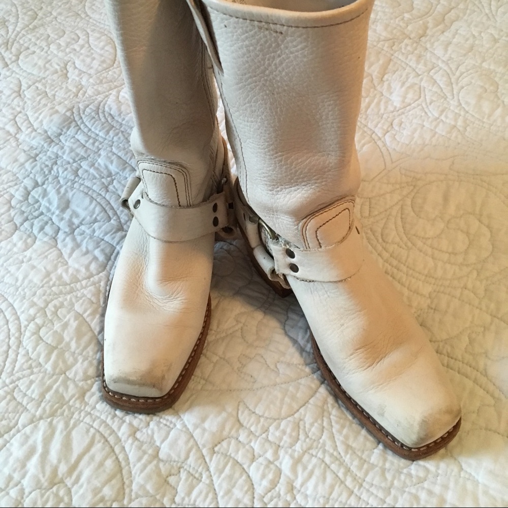 Frye 12R Harness Boot White Size 5.5